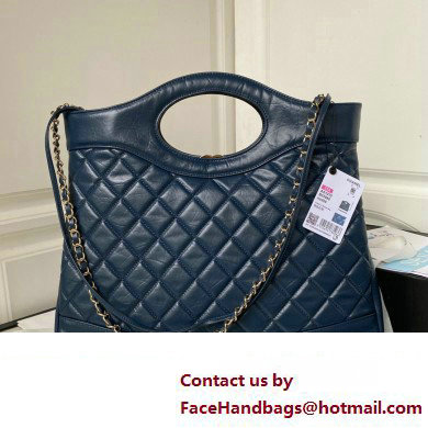 Chanel 31 Large Shopping Bag in Shiny Crumpled Calfskin AS1010 blue 2023