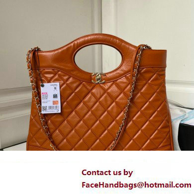 Chanel 31 Large Shopping Bag in Shiny Crumpled Calfskin AS1010 orange 2023 - Click Image to Close
