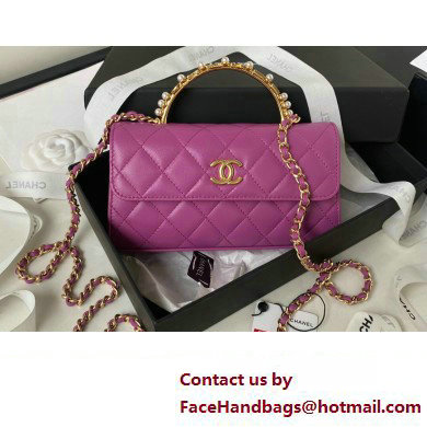 Chanel Clutch with Chain Bag in Lambskin and Imitation Pearls AP3512 Purple 2023