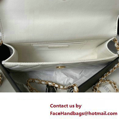 Chanel Clutch with Chain Bag in Lambskin and Imitation Pearls AP3512 White 2023
