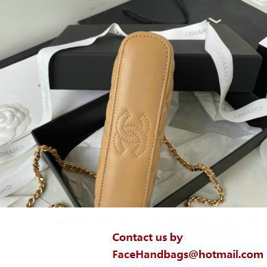 Chanel Clutch with Chain Bag in Lambskin and Imitation Pearls AP3515 Khaki 2023