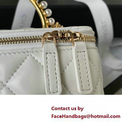 Chanel Clutch with Chain Bag in Lambskin and Imitation Pearls AP3515 White 2023