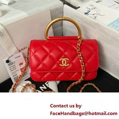 Chanel Clutch with Chain in Lambskin AP3485 RED 2023