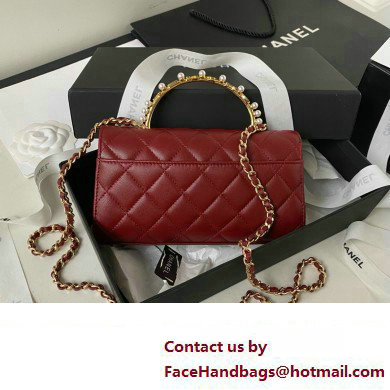 Chanel Clutch with Chain in Lambskin and Imitation Pearls AP3512 BURGUNDY 2023