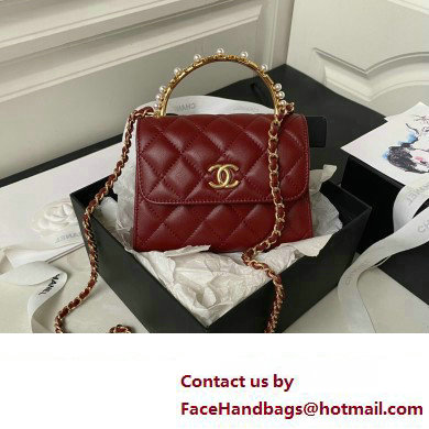 Chanel Clutch with Chain in Lambskin and Imitation Pearls AP3513 BURGUNDY 2023