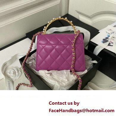 Chanel Clutch with Chain in Lambskin and Imitation Pearls AP3513 PURPLE 2023