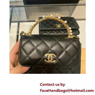 Chanel Clutch with Chain in Lambskin and Imitation Pearls AP3513 black 2023(original quality)