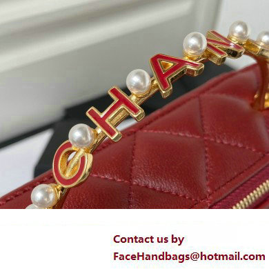 Chanel Clutch with Chain in Lambskin and Imitation Pearls AP3515 BURGUNDY 2023