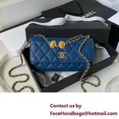 Chanel Flap Phone Holder with Chain in Lambskin AP3426 blue 2023