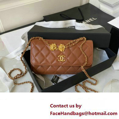 Chanel Flap Phone Holder with Chain in Lambskin AP3426 brown 2023