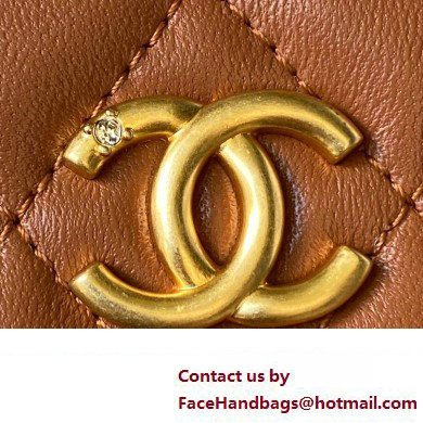 Chanel Flap Phone Holder with Chain in Lambskin AP3426 brown 2023