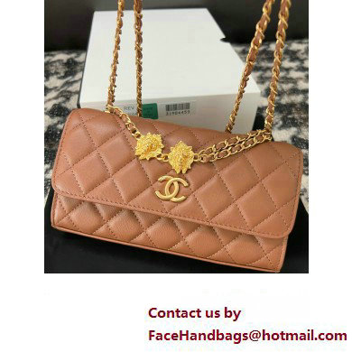 Chanel Flap Phone Holder with Chain in Lambskin tan AP3426 2023