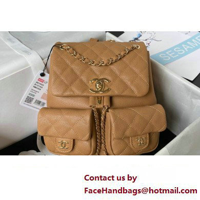 Chanel Grained Calfskin Backpack Bag AS3860 Khaki 2023