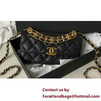 Chanel Grained Calfskin Wallet On Chain WOC Bag AP3021 Black 2023