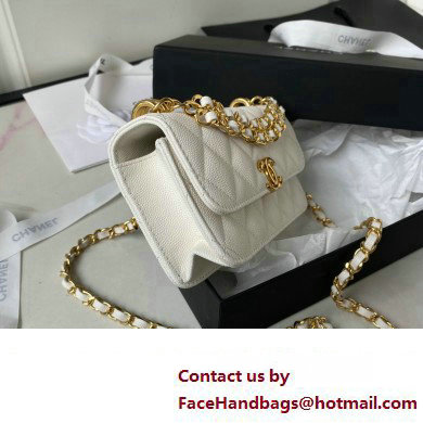Chanel Grained Calfskin Wallet On Chain WOC Bag AP3021 White 2023