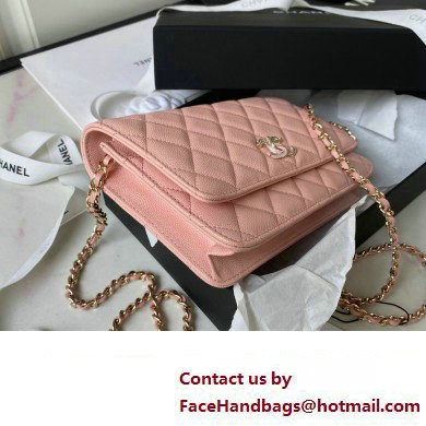 Chanel Grained Calfskin Wallet On Chain WOC Bag AP3336 Pink 2023