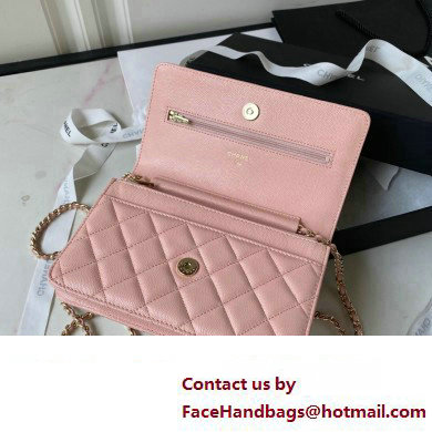 Chanel Grained Calfskin Wallet On Chain WOC Bag AP3336 Pink 2023