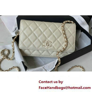 Chanel Grained Calfskin Wallet On Chain WOC Bag AP3336 White 2023