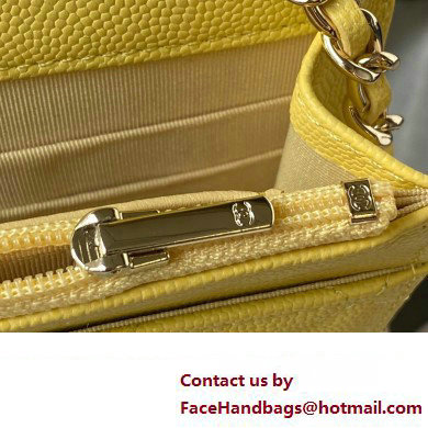 Chanel Grained Calfskin Wallet On Chain WOC Bag AP3336 Yellow 2023