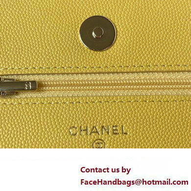 Chanel Grained Calfskin Wallet On Chain WOC Bag AP3336 Yellow 2023