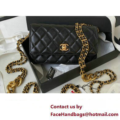 Chanel Grained Calfskin Wallet On Chain WOC Bag AP3368 Black 2023