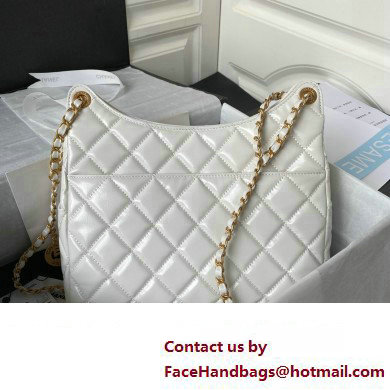 Chanel Hobo Handbag in Shiny Crumpled Lambskin AS4322 WHITE 2023