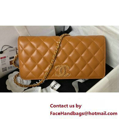 Chanel Lambskin Clutch with Chain Bag AP3363 Brown 2023