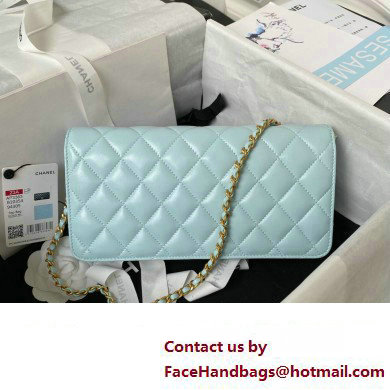 Chanel Lambskin Clutch with Chain Bag AP3363 Cyan 2023