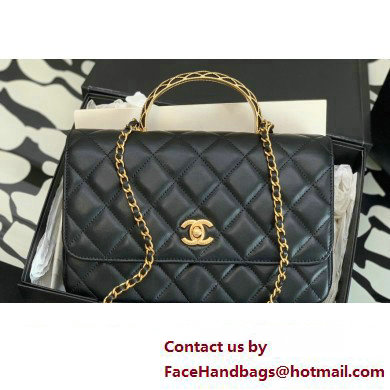 Chanel Lambskin Flap Bag Black with Top Handle AS4232 2023
