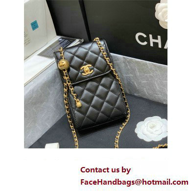 Chanel Lambskin Phone Holder with Chain Bag AP1448 Black 2021(original quality)