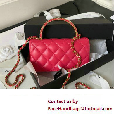 Chanel Lambskin Phone Holder with Chain Bag FUCHSIA with Top Handle AP3385 2023