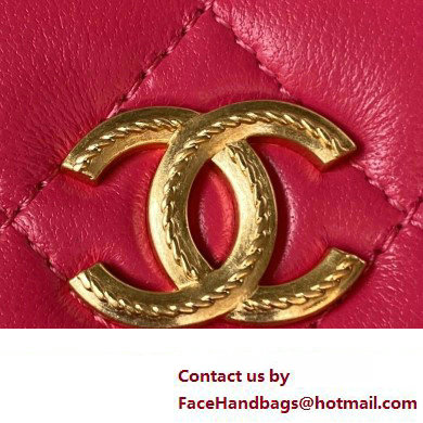 Chanel Lambskin Phone Holder with Chain Bag FUCHSIA with Top Handle AP3385 2023
