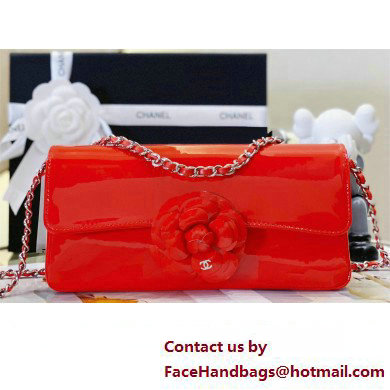 Chanel Plexi Clutch with Chain and Camellia red 2023