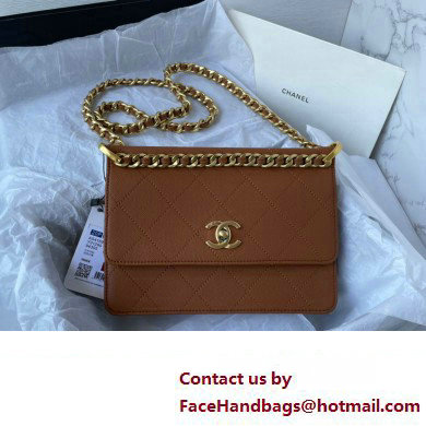 Chanel Small Flap Bag in Grained Calfskin as4169 tan 2023