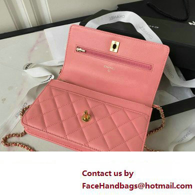 Chanel Wallet on Chain WOC Bag in Lambskin and Imitation Pearls AP3504 Pink 2023