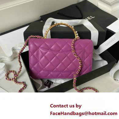 Chanel Wallet on Chain in Lambskin and Imitation Pearls AP3504 purple 2023