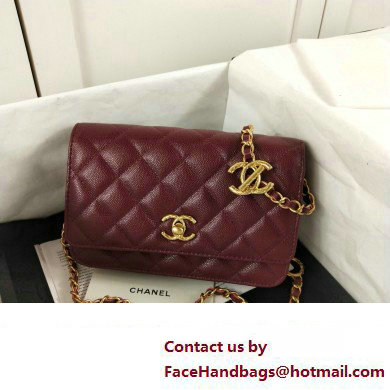 Chanel Wallet on Chain in Pearly Grained Calfskin AP3479 burgundy 2023