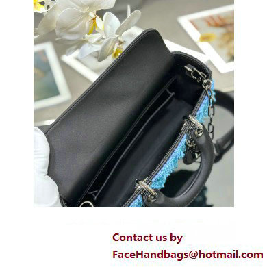 Dior Black Satin and Turquoise Beaded Fringe Lady D-Joy Bag 2023