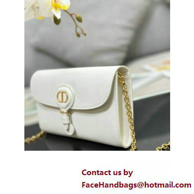 Dior Bobby East-West Pouch with Chain in Smooth Calfskin white 2023
