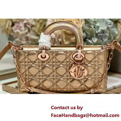 Dior Medium Lady D-Joy Bag in Iridescent and Cannage Lambskin Pink Gold