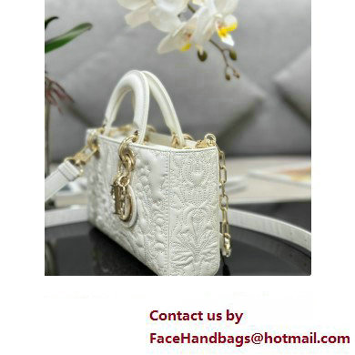 Dior Medium Lady D-Joy Bag in Latte Quilted-Effect Lambskin with Ornamental Motif 2023