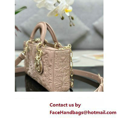 Dior Medium Lady D-Joy Bag in pink Quilted-Effect Lambskin with Ornamental Motif 2023