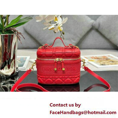 Dior Small Diortravel Vanity Case Bag in Cannage Lambskin red 2023