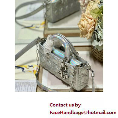 Dior Small Lady D-Joy Bag in Iridescent and Cannage Lambskin Silver