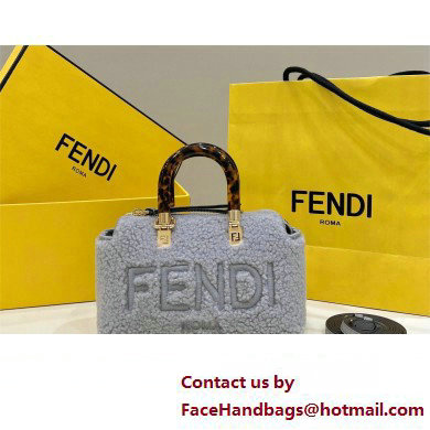 Fendi By The Way Mini Boston bag Light grey sheepskin 2023