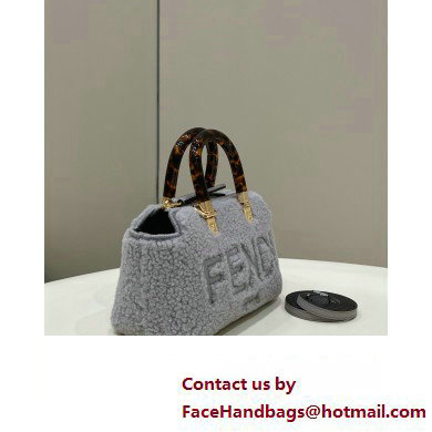 Fendi By The Way Mini Boston bag Light grey sheepskin 2023