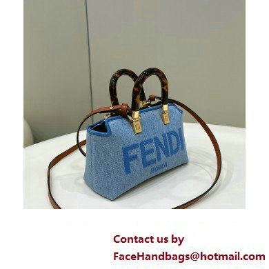 Fendi Light blue denim mini By The Way Boston bag 2023