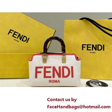 Fendi beige canvas mini By The Way Boston bag 2023