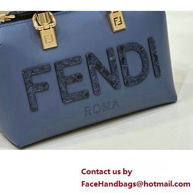Fendi blue leather and elaphe by the way mini Boston bag 2023 - Click Image to Close