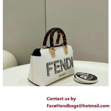 Fendi white leather and elaphe by the way mini Boston bag 2023